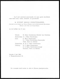 Overlijdensbericht Evert MG (1895-1966)
